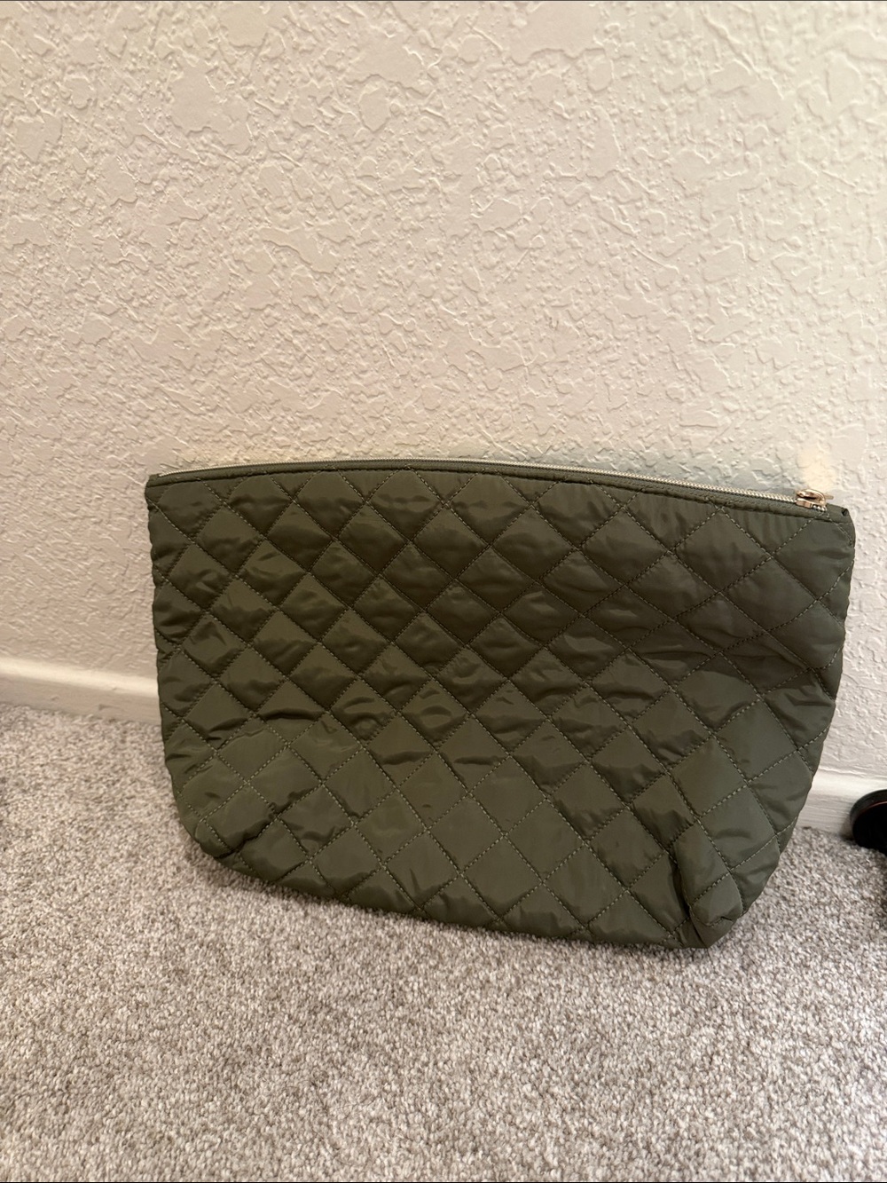 Sonia Kashuk Quilted Olive Green Travel Pouch
